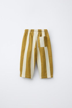 ZARA ПРЯМЫЕ БРЮКИ ИЗ МЯГКОЙ ТКАНИ В ПОЛОСКУ, ОХРА