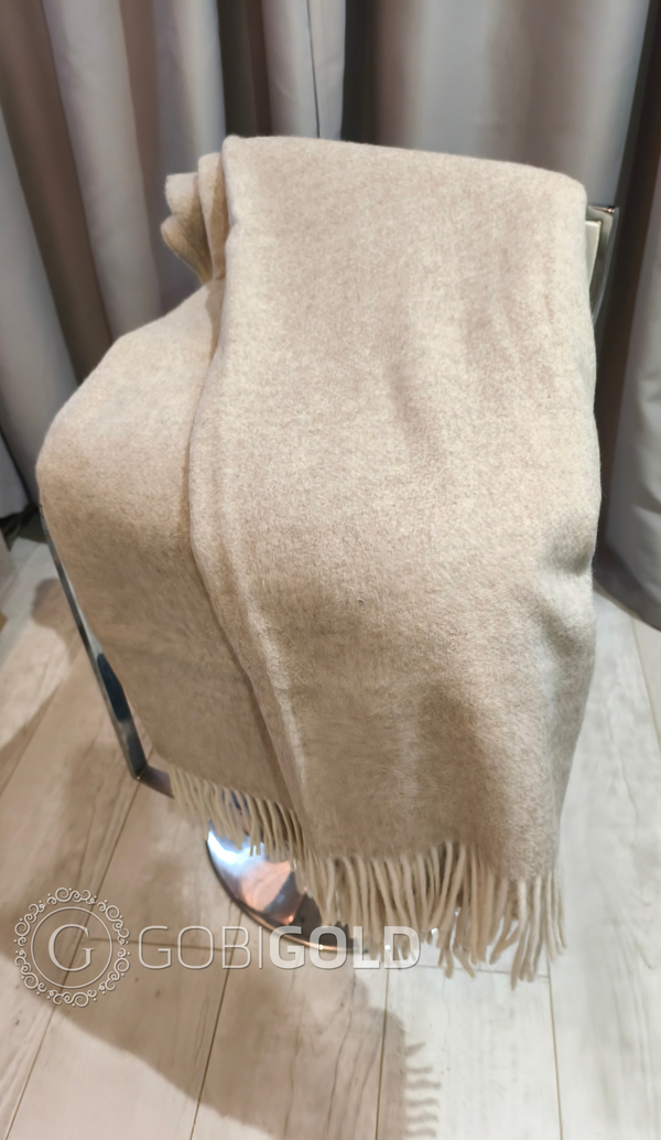 Плед из шерсти Альпаки 150x200 см. - бежево-кремовый (арт. AGG003)