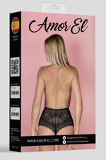 Кружевное боди с полностью открытой спинкой (Размер: L-XL) (Цвет: черный)