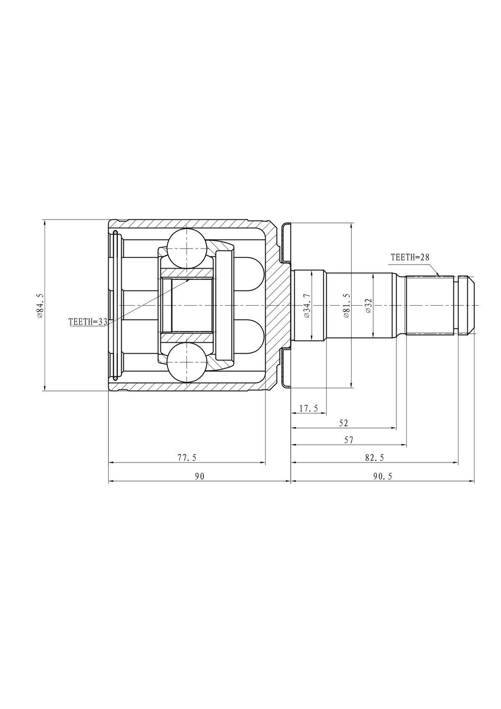 ШРУС внутренний L=R MITSUBISHI Pajero Sport 98-08 GANZ GIK04013