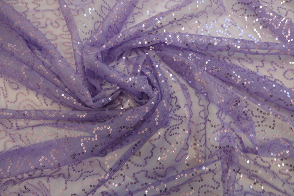 Пайетки на сетке сиреневые