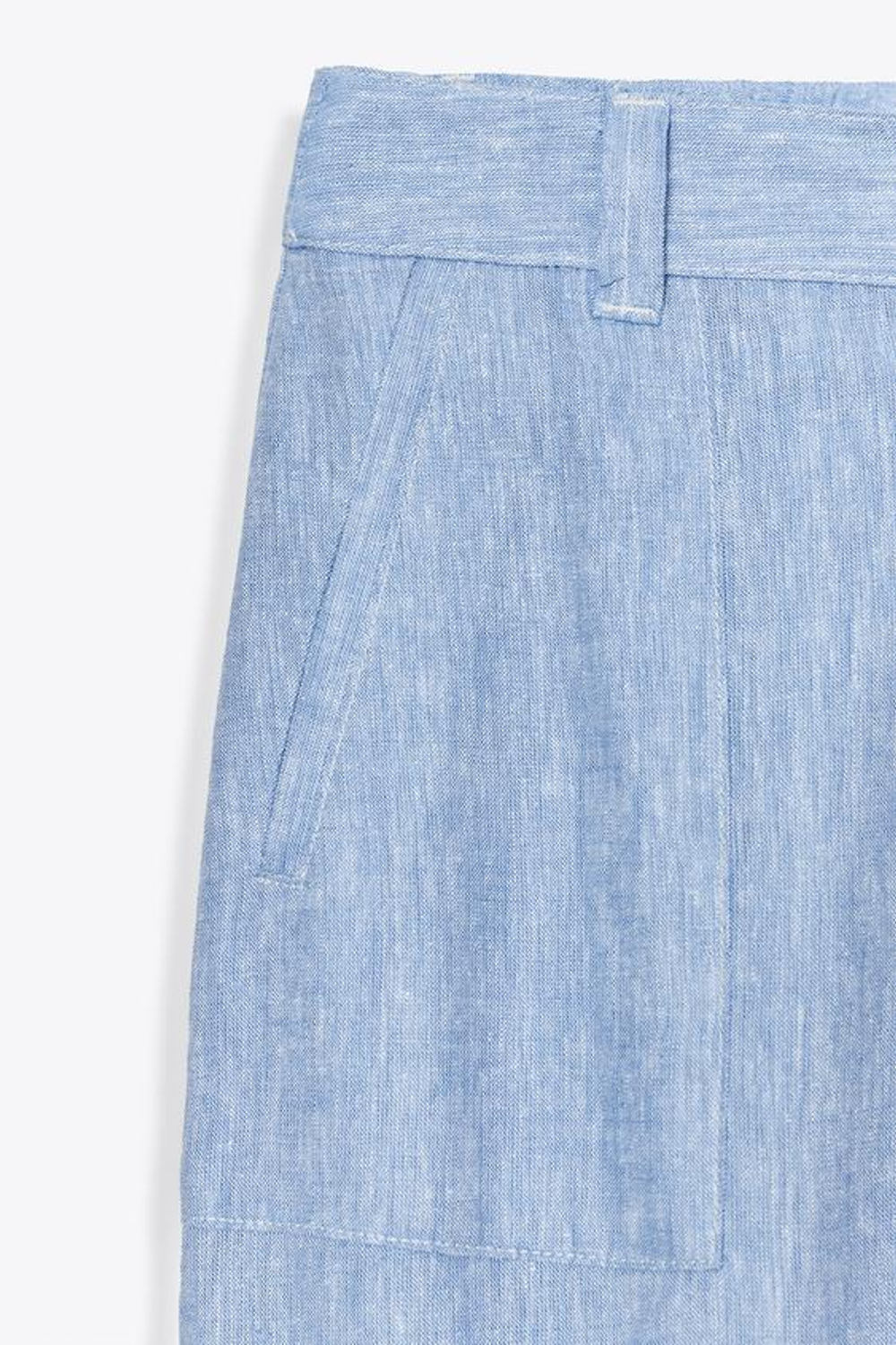 ZARA БРЮКИ-ДЖОГГЕРЫ ИЗ ЛЬНА, ГОЛУБОЙ