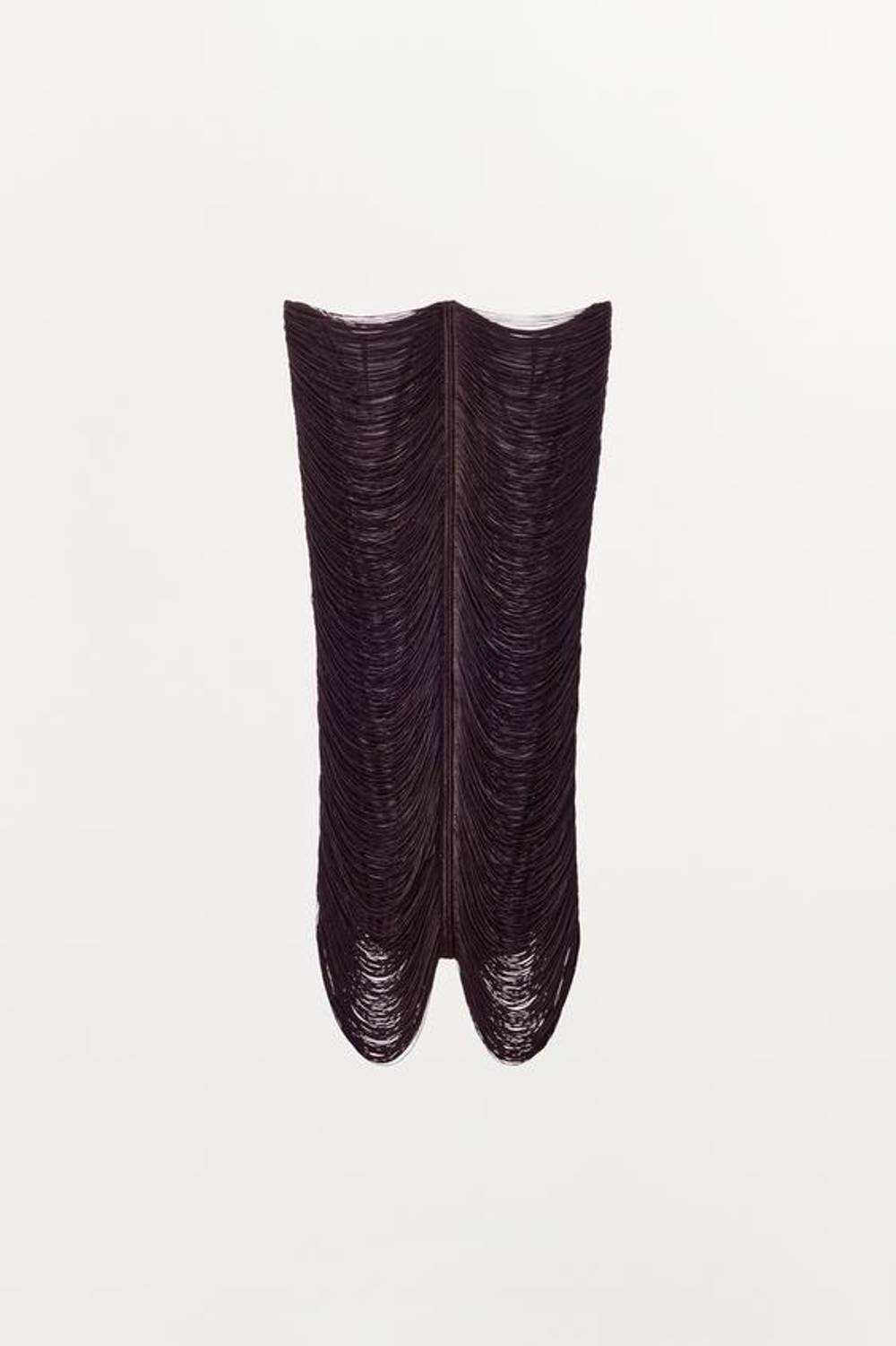 ZARA ЮБКА МИДИ С БАХРОМОЙ, КОРИЧНЕВЫЙ