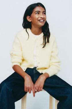 ZARA КАРДИГАН ИЗ СМЕСОВОЙ АЛЬПАКИ, ЖЕЛТЫЙ