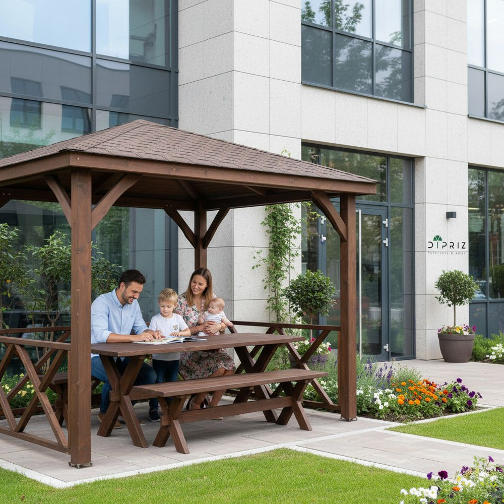Стол обеденный, 210х103х73, Осло, садовый стол, из массива дерева, венге, Dipriz