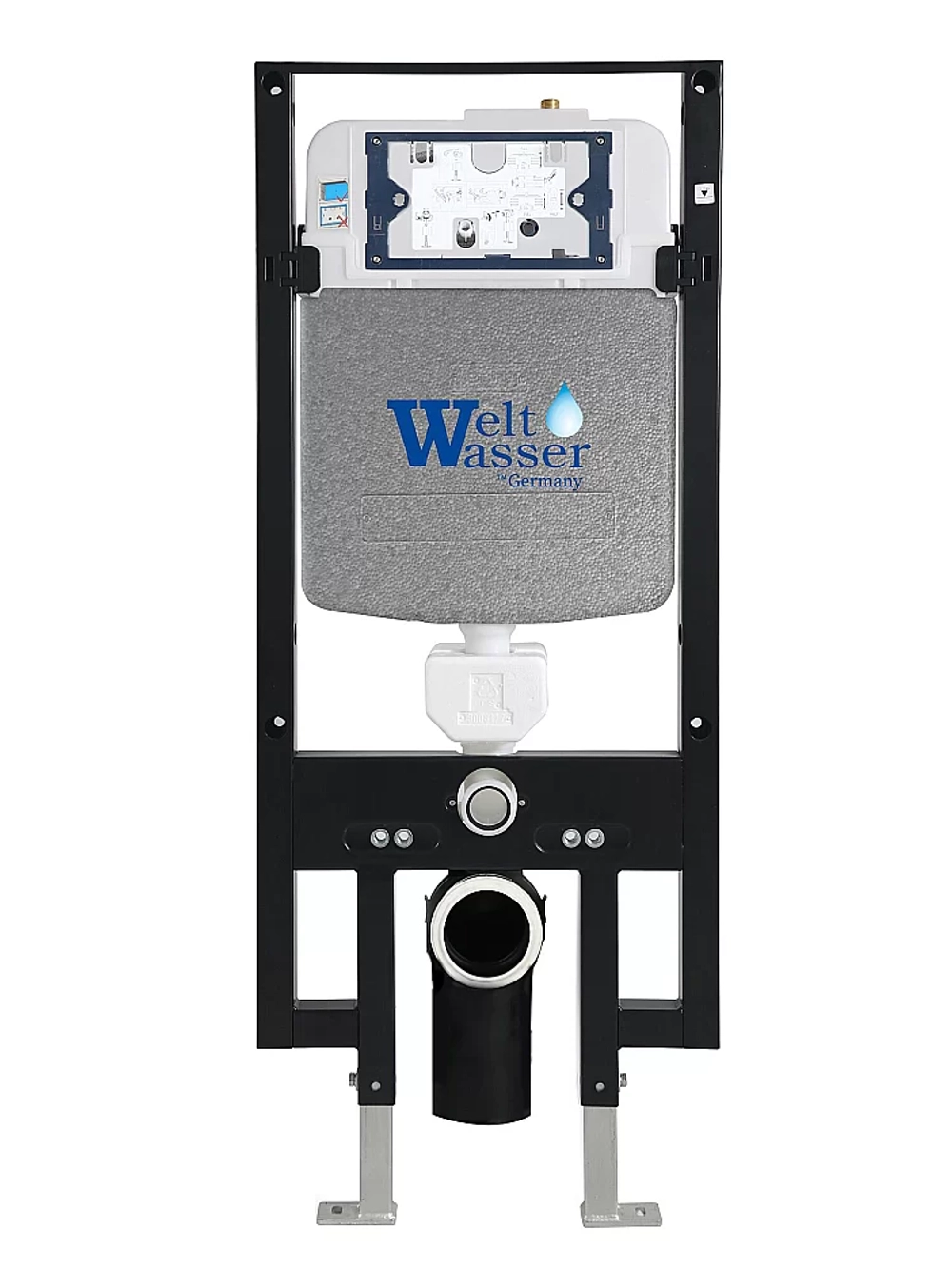 Унитаз подвесной WeltWasser AMBERG 497 + GELBACH 043 MT-WT + AMBERG RD-WT белый матовый, безободковый, с крышкой микролифт, слив-торнадо, с инсталляцией и белой кнопкой