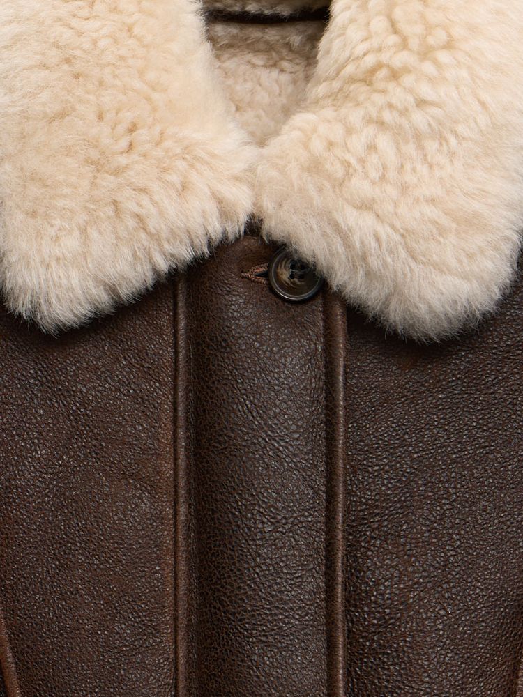 Дублёнка-бомбер свободного кроя