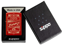 Зажигалка Zippo Classic с покрытием Metallic Red, латунь/сталь, красная, 38x13x57 мм