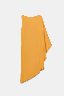 ZARA АСИММЕТРИЧНОЕ ПЛАТЬЕ С ПРЯЖКОЙ, ЖЕЛТЫЙ КАРРИ