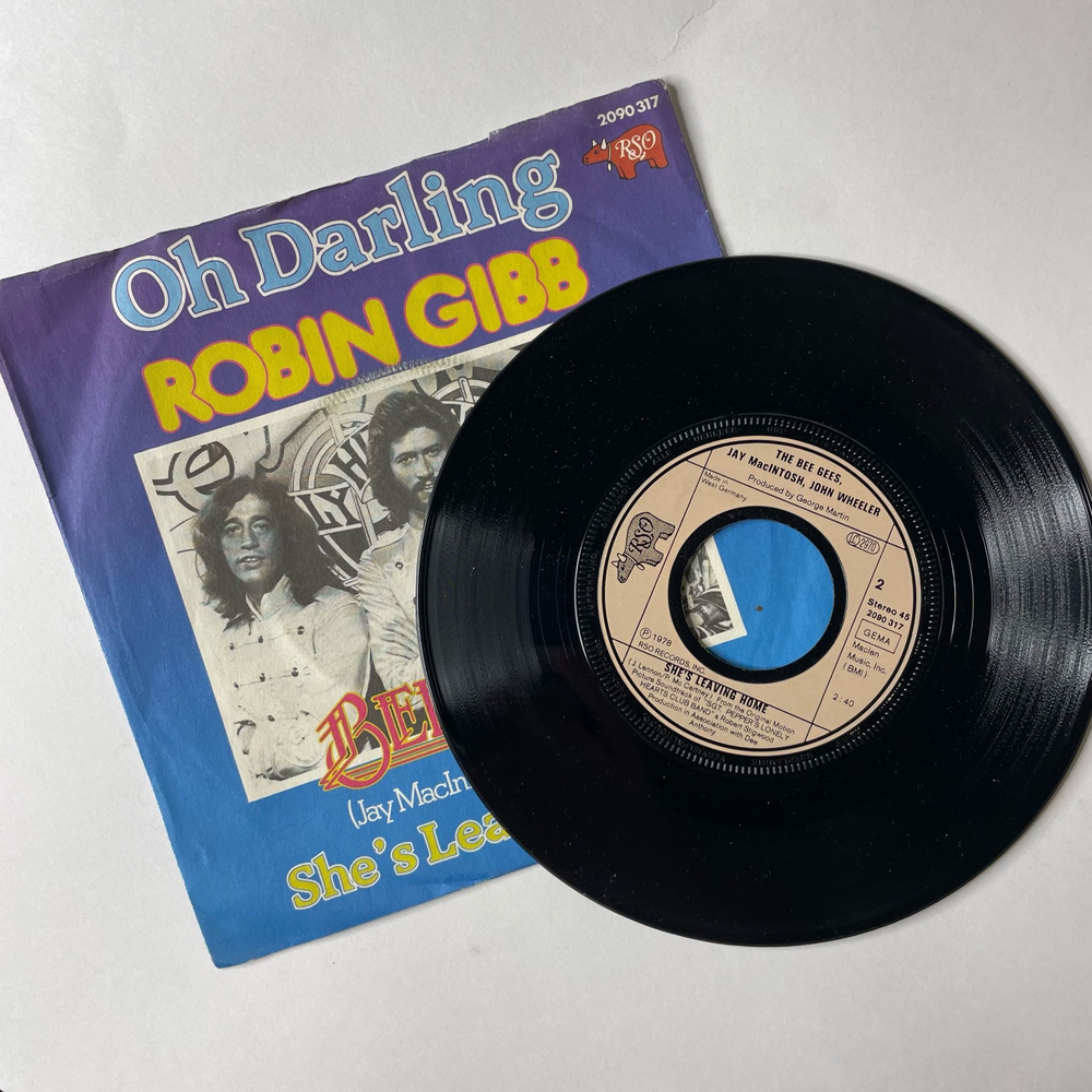 Винтажная виниловая пластинка 7 дюймов (маленькая пластинка) Robin Gibb Bee Gees Oh Darling (Германия 1978)