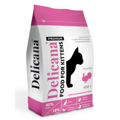Деликана Delicana сух.д/котят чувствительное пищеварение,индейка