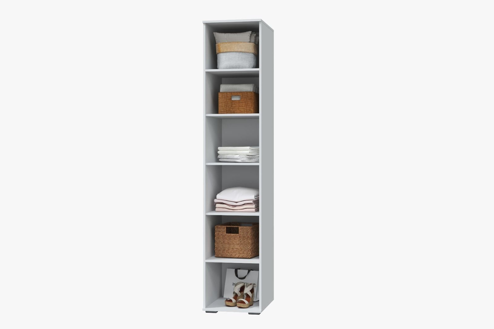 Шкаф-пенал с полками Белое сияние/Белый снег софт 45х58х221 см