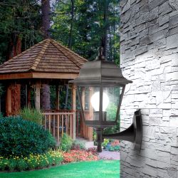 Садово-парковый светильник ЭРА НБУ 04-60-001 черный 4 гранный настенный IP44 Е27 max60Вт | Садово-парковые светильники