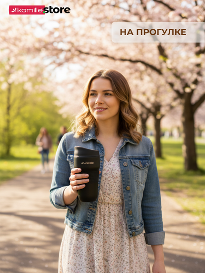 Термокружка 320 мл. из нержавеющей стали Kamille KM 2165 с TPR-вставкой