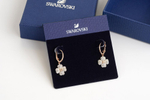 Серьги Swarovski с подвесами в виде клеверов, покрытых кристаллами