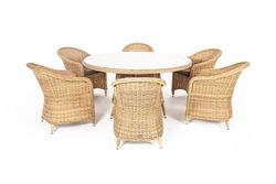 "Эспрессо-150 R" обеденная группа плетеная, цвет соломенный