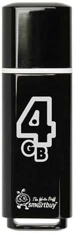 USB флеш накопитель 4 Gb SmartBuy Glossy, USB 2.0, черный, SB4GBGS-K (512764)