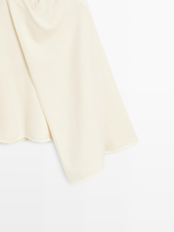 Massimo Dutti Свитер из 100% шерсти с шарфом, натуральный, кремовый