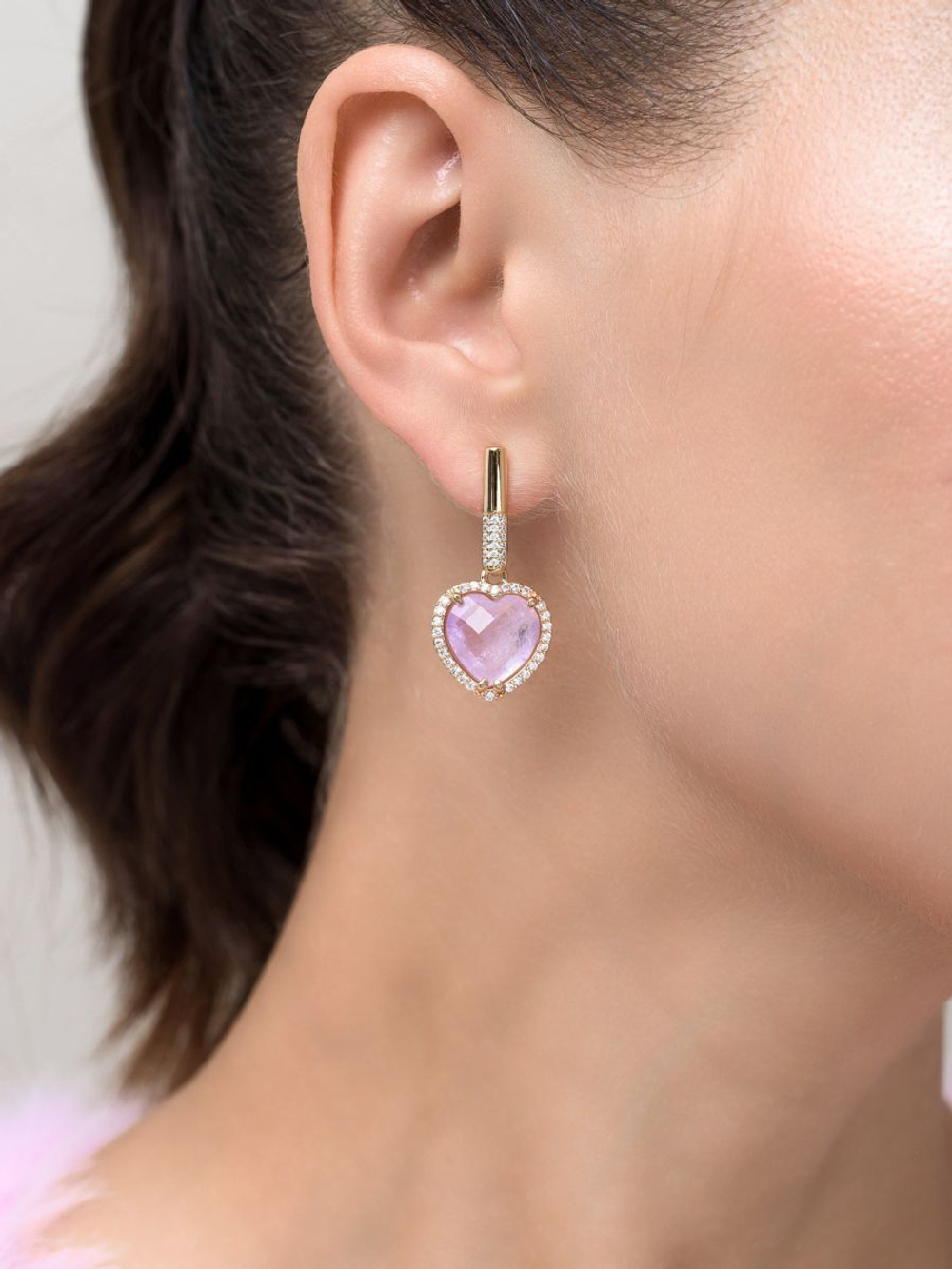 Серьги "Royal Love" Gold c лавандовым аметистом