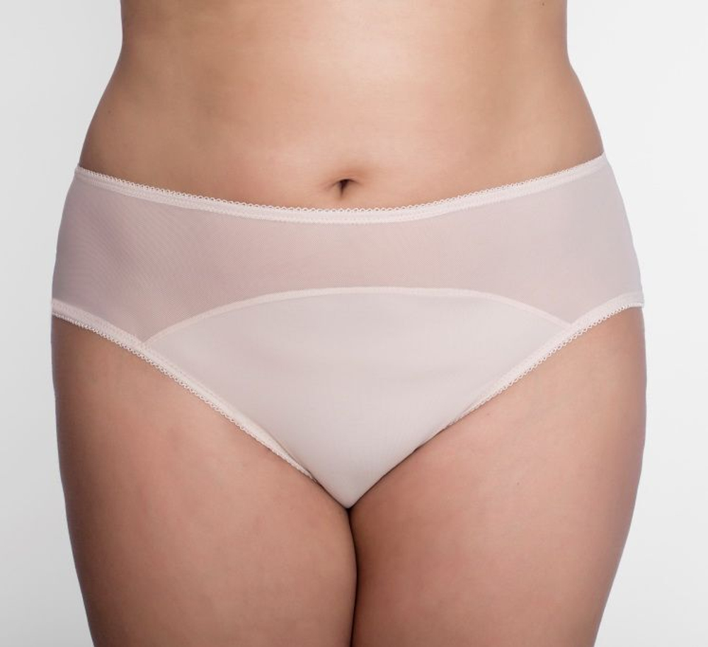 Трусики-бразилиана из микрофибры и полупрозрачной сетки (Размер: XL) (Цвет: черный)