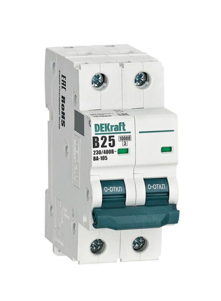 Выключатель автоматический модульный 2п B 25А 10кА ВА-105 DEKraft 13119DEK Выключатель автоматический модульный 2п B 25А 10кА ВА-105 DEKraft 13119DEK