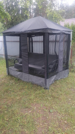 Качели-шатер 4-х местные Мебель Сад Монреаль Премиум Делюкс (каркас графит, м/э серый рис.нет)2 уп.