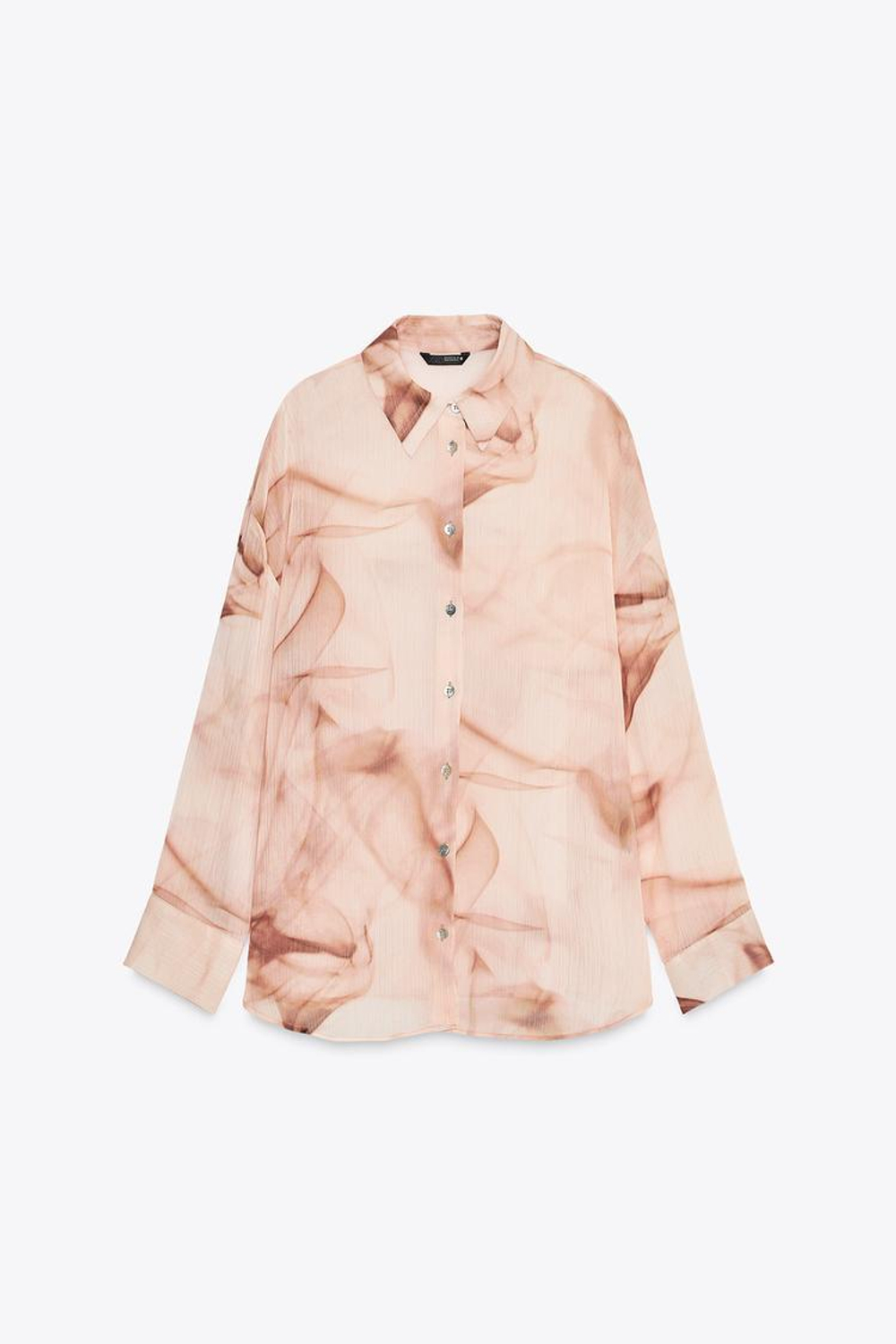 ZARA БЛУЗКА ИЗ ТКАНИ БАМБУЛА С ПРИНТОМ TIE DYE, РАЗНОЦВЕТНЫЙ