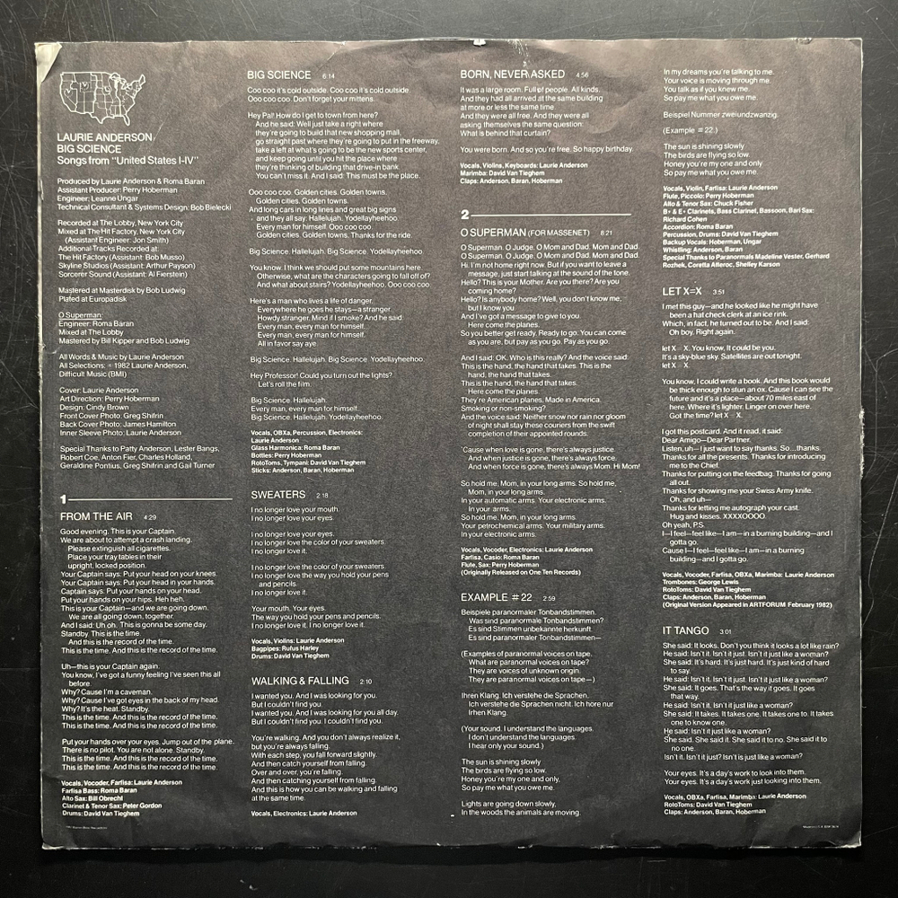 Laurie Anderson ‎– Big Science (США 1982г.)