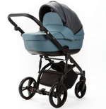 Детская коляска Adamex Lanti Deluxe 2 в 1 LN-SD42 (Т. СЕРАЯ. КОЖА + СЕРО-ГОЛУБ.КОЖА)