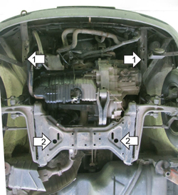 Защита картера Двигателя, КПП. 3 мм, Сталь. для Volkswagen Transporter T4 1990-2003 MOTODOR.12713