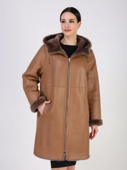 Дубленка зимняя двухсторонняя шуба с капюшоном