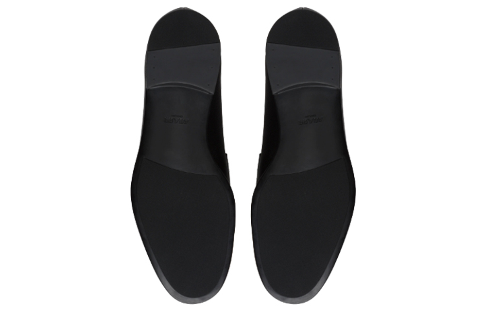 PRADA Plaque Loafer Black Saffino Leather