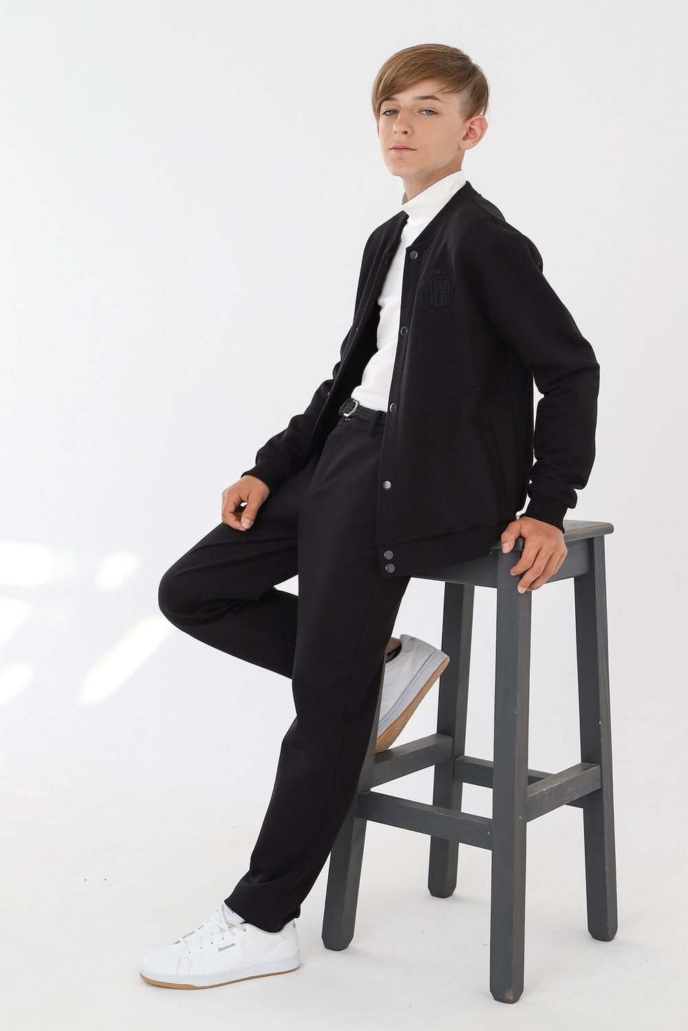 Джемпер для мальчика Бомбер-2 Виотекс ЧЁРНЫЙ