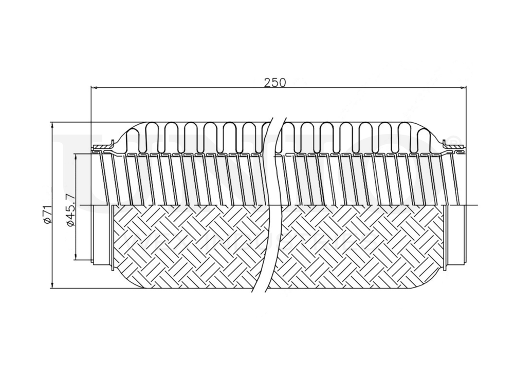 Гофра глушителя 45x250 мм InterLock UNIO EXP-45250L