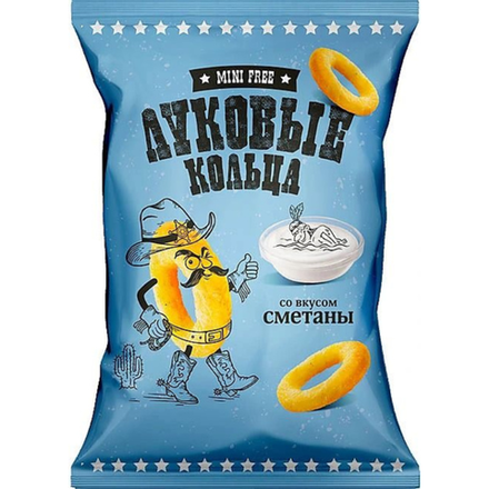 Снеки картофельные Луковые кольца Mini Free со вкусом сметаны 45 гр