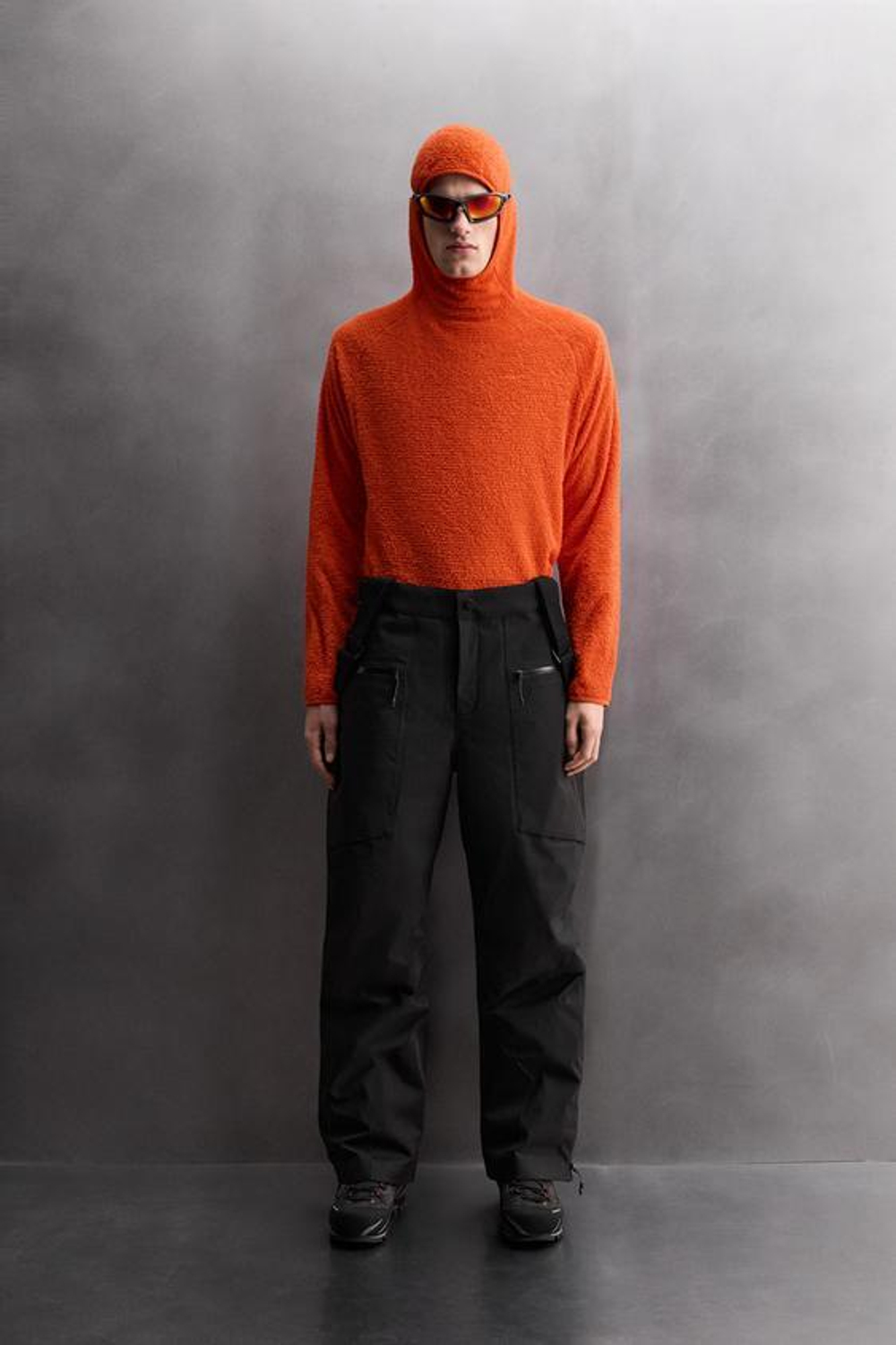 ZARA ФЛИСОВАЯ ТОЛСТОВКА SKI С КАПЮШОНОМ И ТЕКСТУРОЙ, ОРАНЖЕВЫЙ