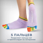Спортивные носки для йоги и пилатеса с нескользящей подошвой и с пальцами, противоскользящее покрытие,