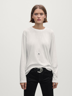 Massimo Dutti Лонгслив из 100% хлопка, белый