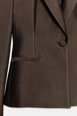 ZARA АТЛАСНЫЙ ПРИТАЛЕННЫЙ БЛЕЙЗЕР, КОРИЧНЕВЫЙ