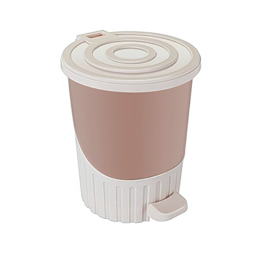 Мусорное ведро с педалью "Круги" 26 лт молочный-кофейный