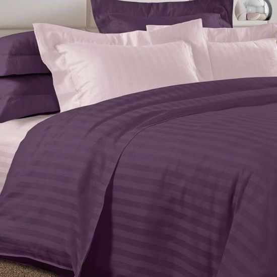Двуспальный с европростынёй комплект постельного белья Виноградный джем Страйп-сатин 2 нав.