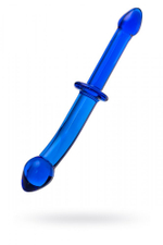 Фаллоимитатор двухсторонний стеклянный синий 24 см