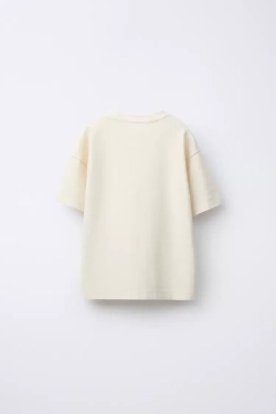 ZARA ФУТБОЛКА С НАДПИСЬЮ, ЭКРЮ