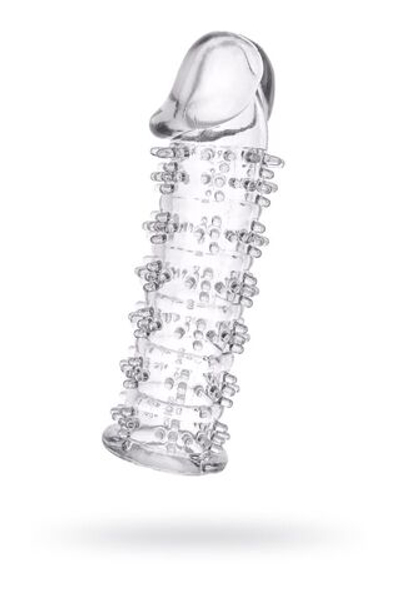 Гелевая прозрачная насадка с шипами - 12 см. (Цвет: прозрачный)