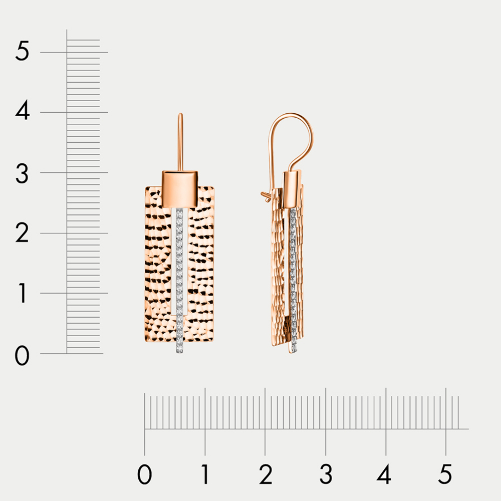 Длинные серьги с фианитами из розового золота 585 пробы для женщин (арт. 500792-1112)