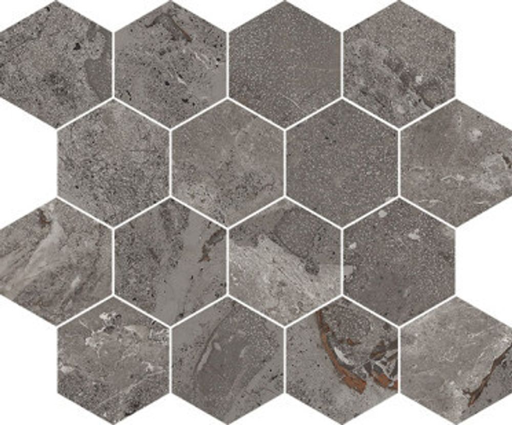 Мозаика Karnis Mosaico Esagona Charcoal Levigato (97431)