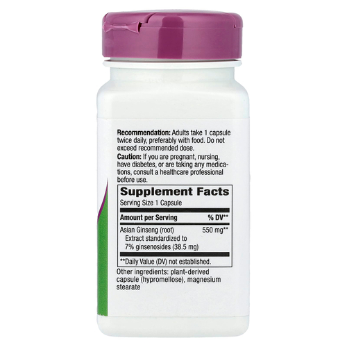 Nature's Way, азиатский женьшень, 550 мг, 60 веганских капсул
