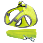 Комплект шлейка-жилетка мягкая и поводок нейлоновый неоново-желтый M, обхват груди 400мм, поводок 15, Triol
