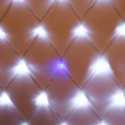 Гирлянда для улицы СЕТКА «Мерцание» ш2,0* в1,5 м 192 ламп LED, прозр.пров,1 реж.,IP-54, Белый, синее мерцание (возможность соединения)