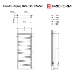 Quadro Zigzag 131x50 (см) Полотенцесушитель водяной QZ2-135